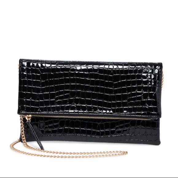 STEVE MADDEN - BPROTECT Crocodile Fold Over Purse Clutch - Picture 7 of 11